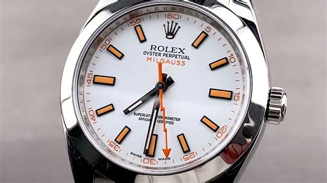 rolex milgauss white dial review|rolex milgauss 116400gv price.